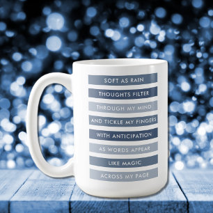 Caneca De Café Sombras do Poema Azul para Escritores Personalizad