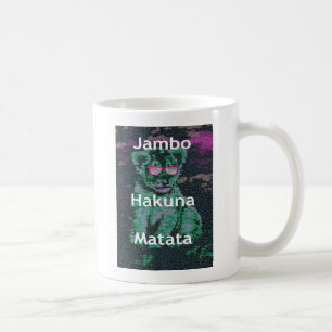 Caneca De Café Sombras do Verde: Leão Na moda Hakuna Matata