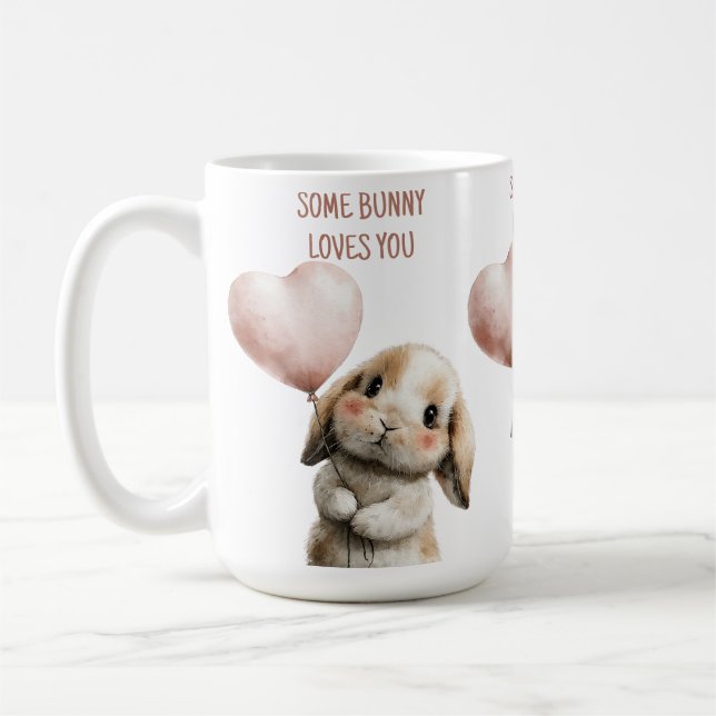 Caneca De Café Some Bunny Loves You with Heart Balloon (Esquerda)