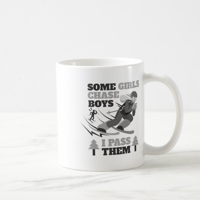 Caneca De Café Some Girls Chase Boys I P Them Funny Ski Racing Sk (Direita)