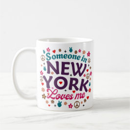 Caneca De Café Someone in New York Loves Me Retro Funny Design
