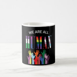 Caneca De Café Somos Todos Humanos Coloridos Mãos Mug