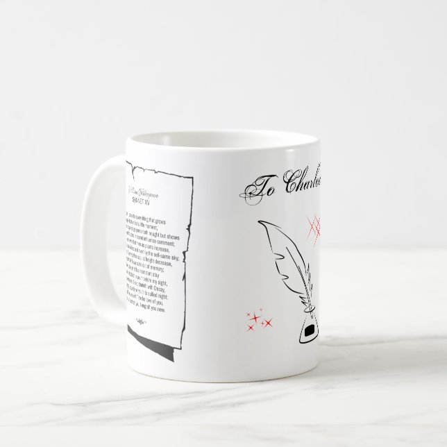 Caneca De Café Soneto 15 de Shakespeare (Frente Esquerda)