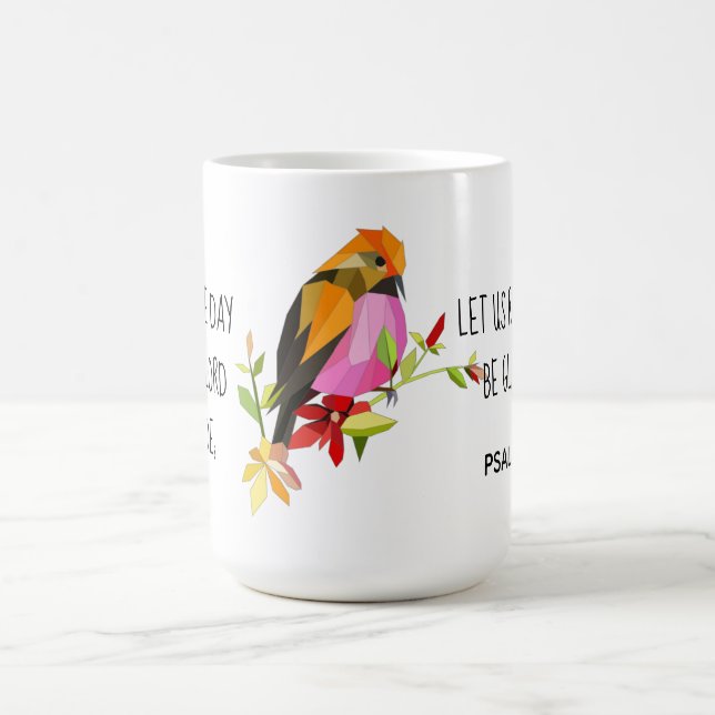Caneca De Café Songbird pintado, w Verse do Salm 118:24 (Centro)