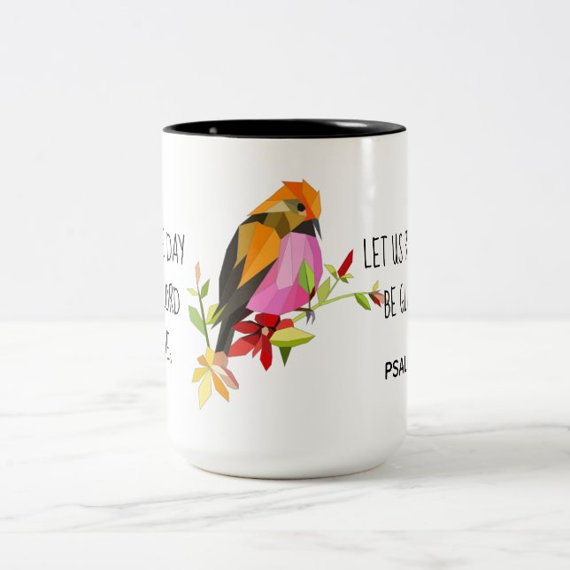 Caneca De Café Songbird pintado, w Verse do Salm 118:24 (Centro)