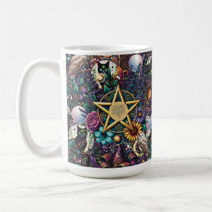 Caneca De Café Sonhador Celestial Design Místico Pagão e Natureza
