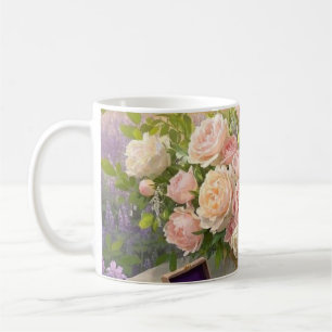 Caneca De Café Sonhador Floral santuário batido ouro hora luz