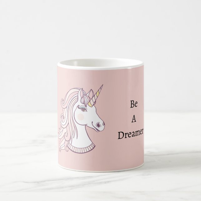 Caneca De Café Sonhadora Unicórnio Branco Rosa (Centro)