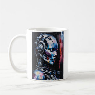 Caneca De Café Sonhando com Cyborg: Uma Fusão de Tecnologia e Hum