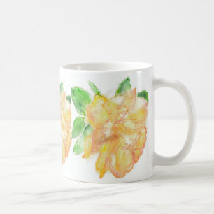 Caneca De Café Sonhando rosas amarelos da Aquarela dos pináculos