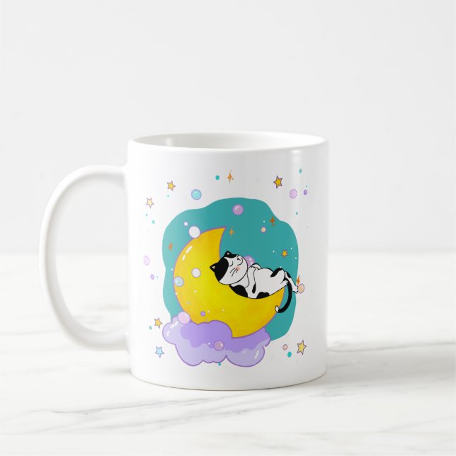 Caneca De Café "Sonhe grande" Gato adormecendo em uma citação ins (Esquerda)