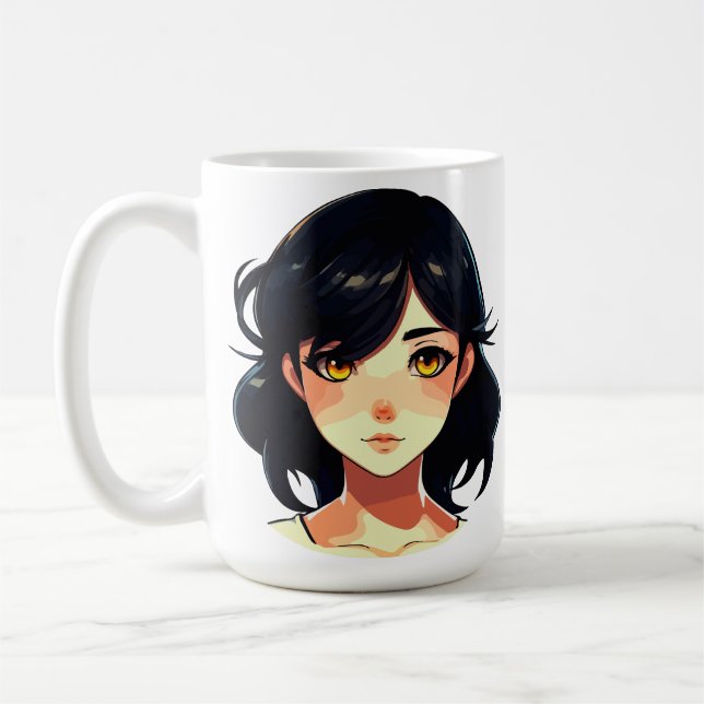 Caneca De Café Sonho de Anime Romântico: Beleza de Cabelo Azul (Esquerda)