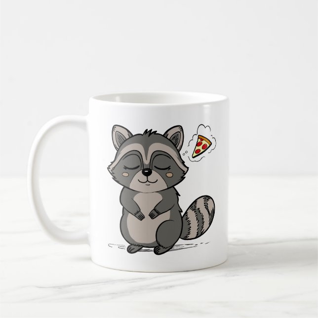 Caneca De Café Sonho de Raccoon - Pizza! (Esquerda)