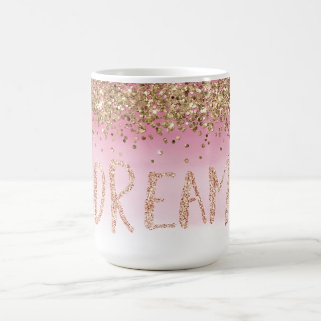 Caneca De Café Sonho Dourado de brilho brilhante cor-de-rosa (Centro)