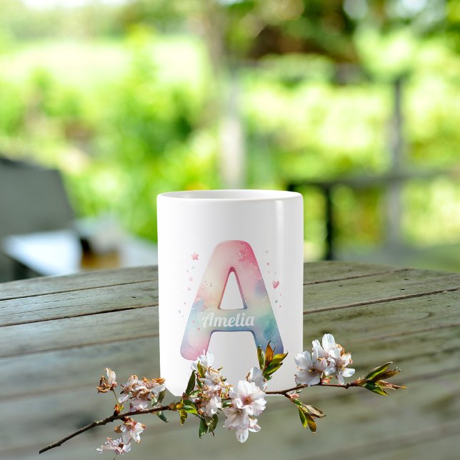 Caneca De Café Sonho em Alfabeto - Mug de Aquarela Personalizada  (Criador carregado)