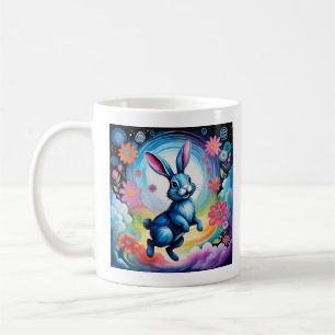 Caneca De Café Sonho Feliz do Coelho Azul Alegria