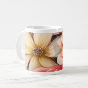 Caneca De Café Sonho Suave Floral Abstrato Estético Clássico 