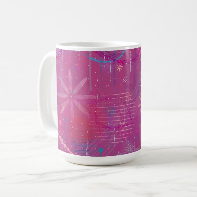 Caneca De Café Sonhos Cor-de-Rosa Abstratos (Frente Esquerda)