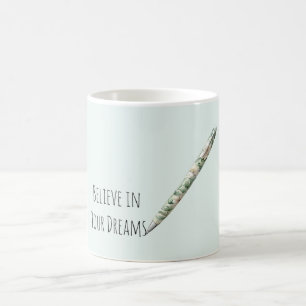 Caneca De Café Sonhos de Caneta Floral Verde Bonita