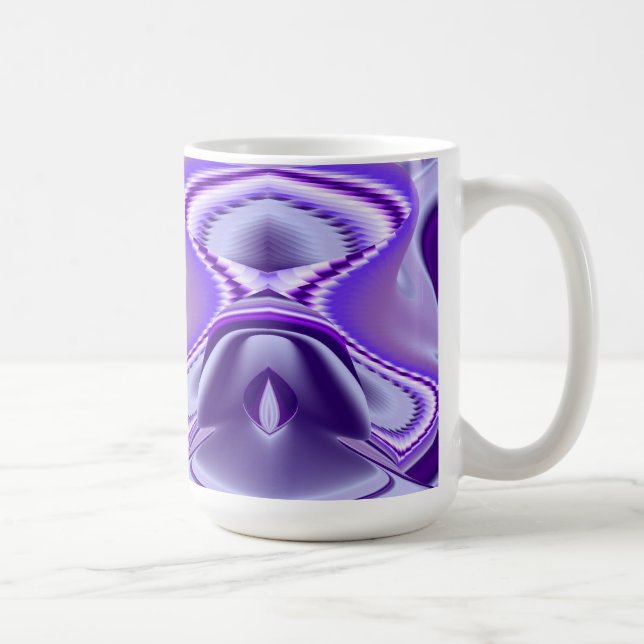 Caneca De Café Sonhos de Flor Roxo, Abstrato Fantasia Arco-Íris (Direita)