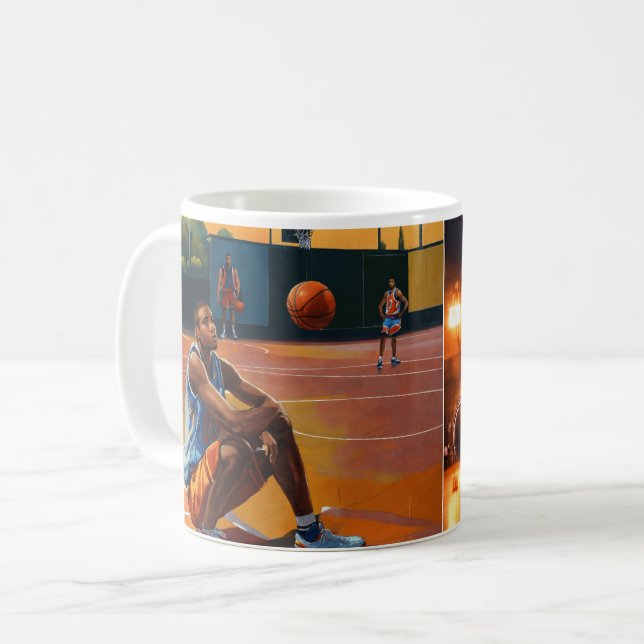 Caneca De Café Sonhos de Hoop: Mug de Basquete Personalizado (Frente Esquerda)
