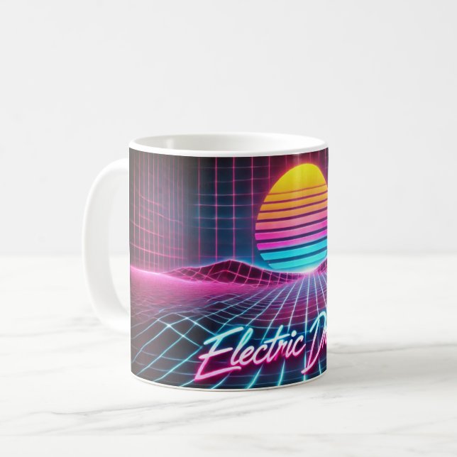 Caneca De Café Sonhos Elétricos Retro Neon Mug - Inspirado nos an (Frente Esquerda)