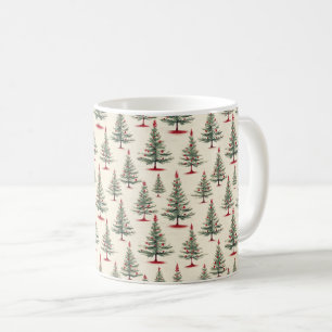 Caneca De Café Sonhos Verdes: Uma Floresta de Árvores de Natal