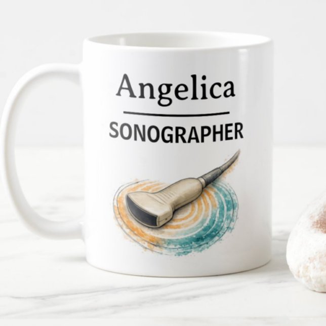 Caneca De Café SONOGRAPHER Personalize Name Ultrasound Probe Gift (Criador carregado)