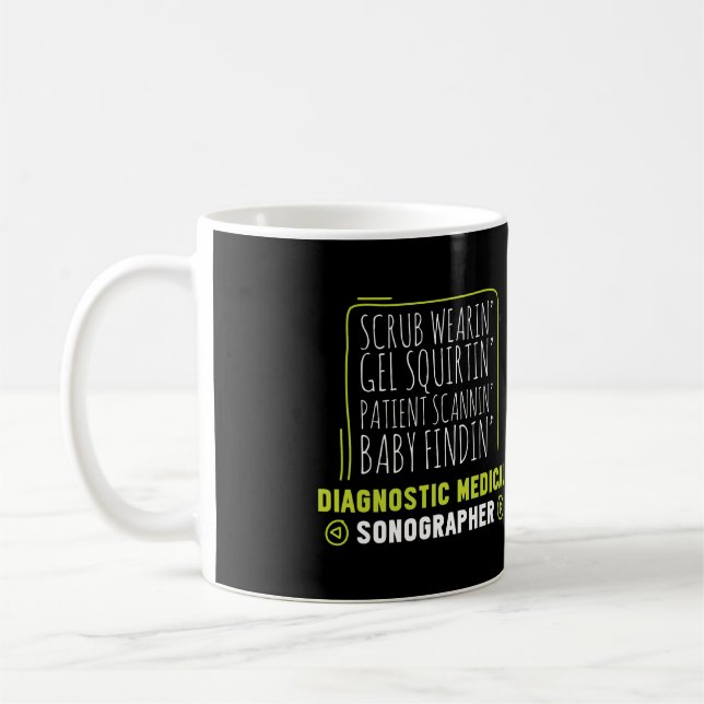 Caneca De Café Sonographer Scrub Vestindo Presente Tecnológico em (Esquerda)