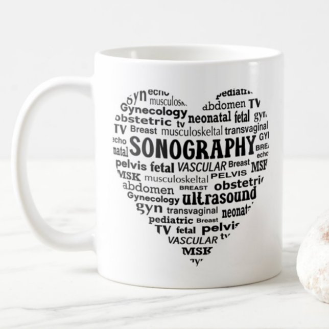 Caneca De Café Sonography Specialty Black Heart Sonographer Gift (Criador carregado)