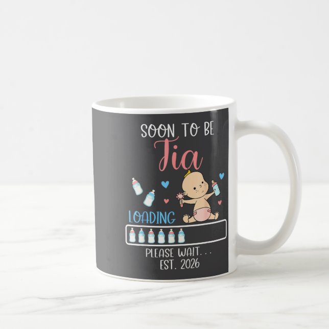 Caneca De Café Soon To Be Tia 2026 Of Baby Girl Loading Funny Fam (Direita)