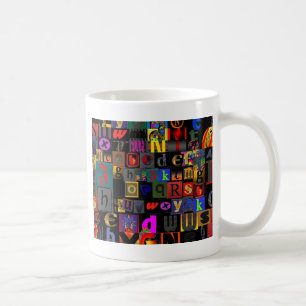 Caneca De Café Sopa de Letras, design de letras em mosaico, color