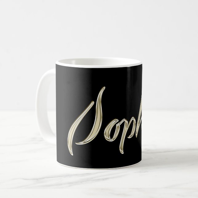 Caneca De Café Sophie white gold Handwriting Tasse Kaffeetasse (Frente Esquerda)