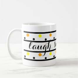 Caneca De Café Sorria Citando Bolinhas Amarelas Laranja