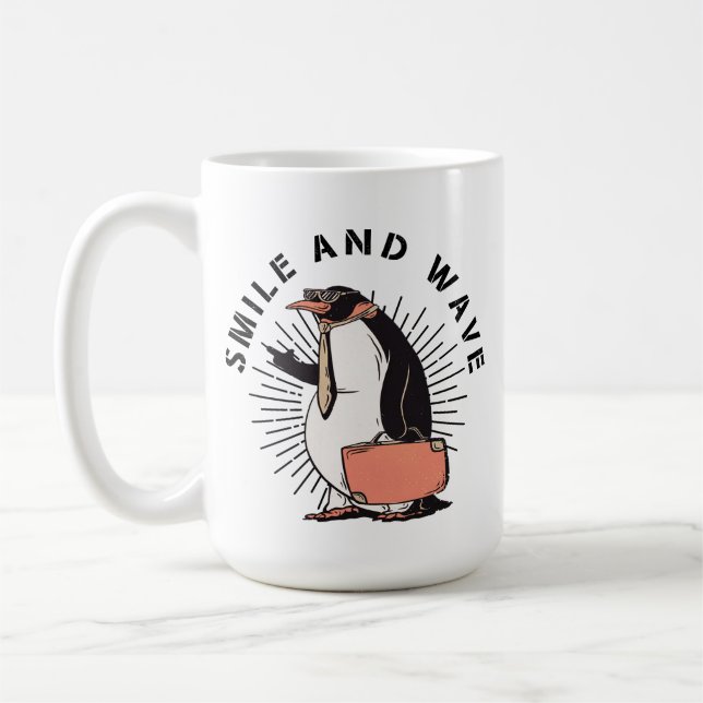 Caneca De Café Sorria e acene pinguim (Esquerda)