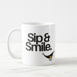 Caneca De Café Sorria e Beba | Citação Positiva Fofa 