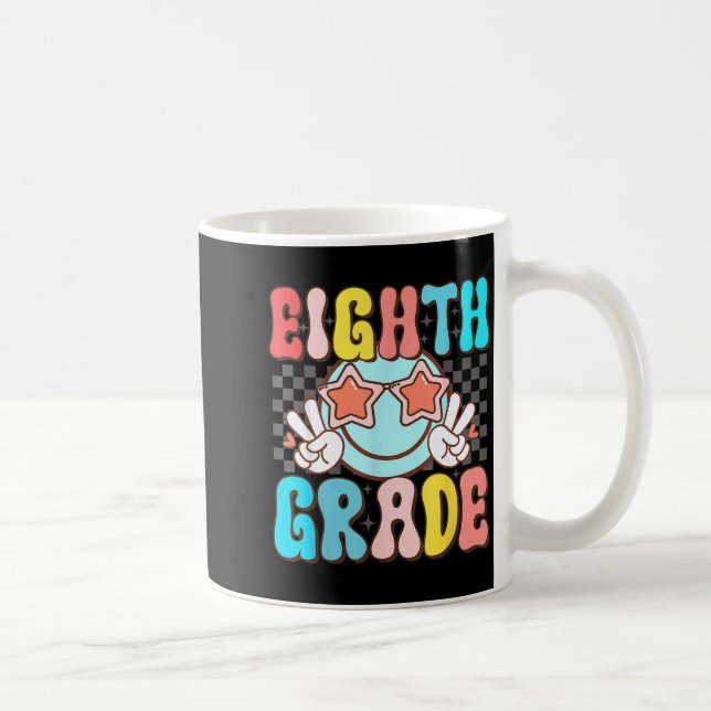 Caneca De Café Sorrindo com cara de groovy retrô da oitava série  (Direita)
