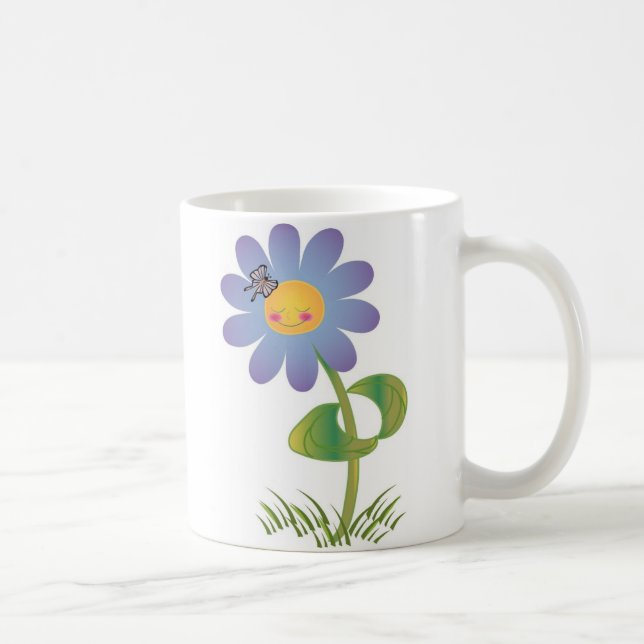 Caneca De Café Sorrindo margarida com borboleta (Direita)