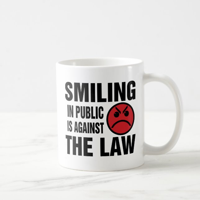 Caneca De Café Sorrir em Público é Contra a Lei (Direita)