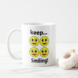 Caneca De Café Sorriso Rosto Sorridente Continue Sorrindo Sorriso
