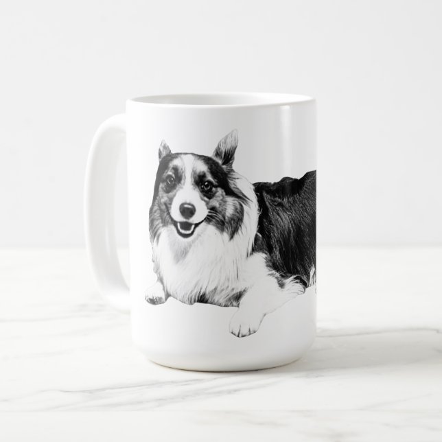 Caneca De Café Sorriso Tranquilo de Corgi pela Manhã (Frente Esquerda)