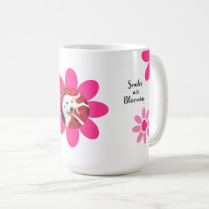 Caneca De Café Sorrisos são flores brancas, cor-de-rosa, brilhan