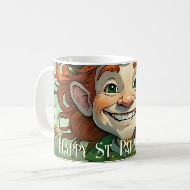 Caneca De Café Sorrisos Sortudos no Dia de São Patrício (Frente Esquerda)