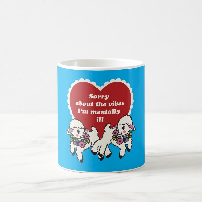 Caneca De Café Sorry About The Vibes Sheep Mental Health Humor (Centro)