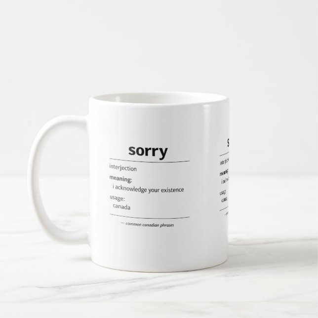 Caneca De Café sorry – common canadian phrase definition mug (Esquerda)