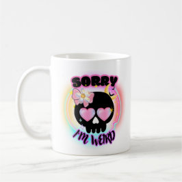 Caneca De Café Sorry I'm Weird Cute Goth Skull Sticker Style Mug 