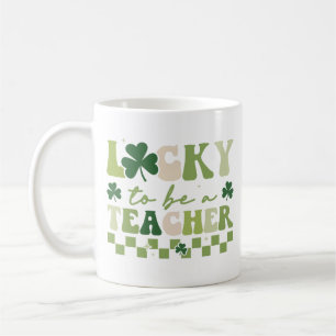Caneca De Café Sorte De Ser O Professor Groovy Retro Dia de São P