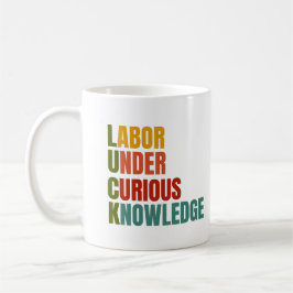 Caneca De Café Sorte. Mão De Obra Sob Conhecimento Curioso