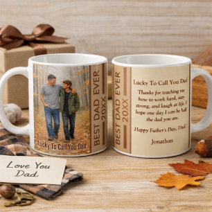 Caneca De Café Sortudo por ter você como pai Outono Personalizado