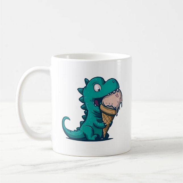 Caneca De Café Sorvete Blue Dino Loves - Arte Engraçada (Esquerda)